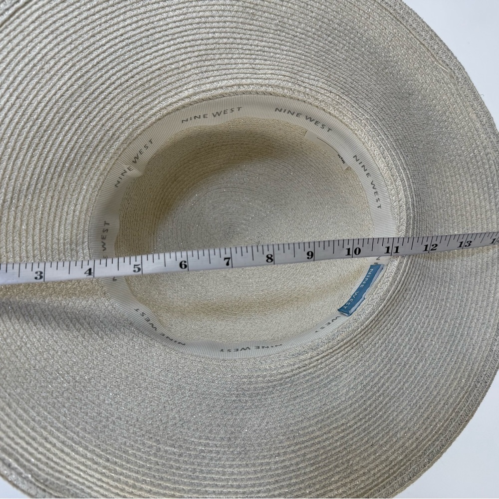 Nine West Elegant Soft White Straw Sun Hat – Chic Summer Boho Beach Style - Picture 10 of 12